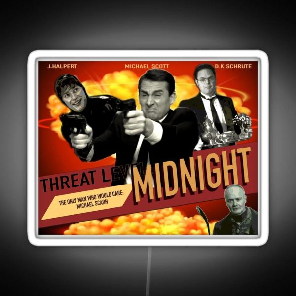 The Office Threat Level Midnight 50 S Style Poster RGB Neon Sign