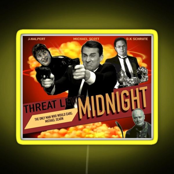 The Office Threat Level Midnight 50 S Style Poster RGB Neon Sign