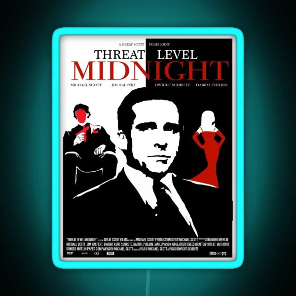 The Office Threat Level Midnight Movie Poster RGB Neon Sign