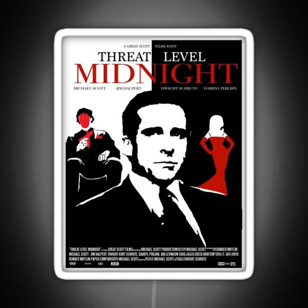 The Office Threat Level Midnight Movie Poster RGB Neon Sign