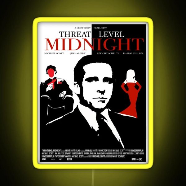 The Office Threat Level Midnight Movie Poster RGB Neon Sign