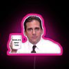 The Office" neon sign with pink color scheme.