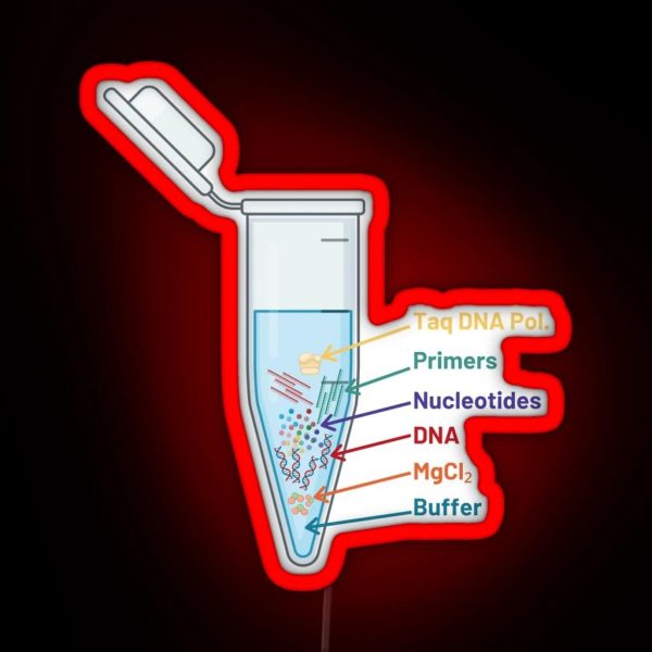 The Perfect PCR Polymerase Chain Reaction Process Steps Chemicals Biology Science Pipette Tubes RGB Neon Sign