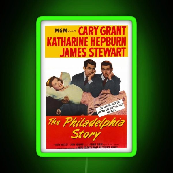 The Philadelphia Story Katherine Hepburn James Stewart RGB Neon Sign
