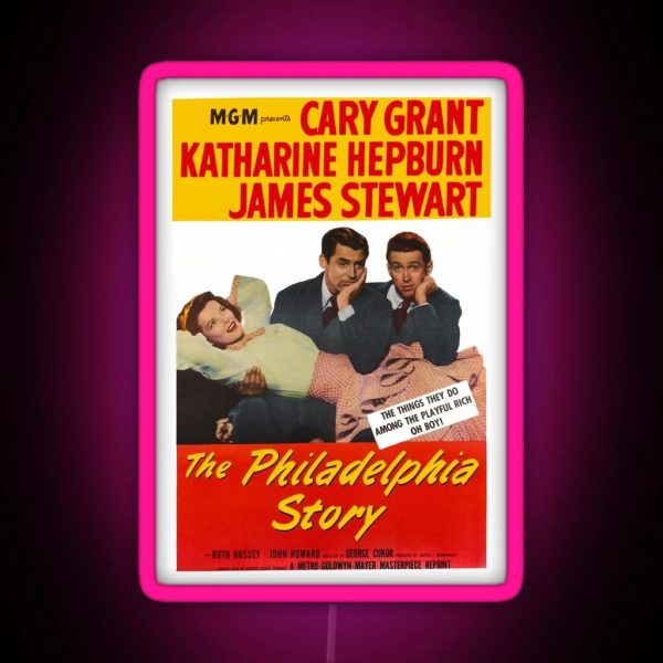 The Philadelphia Story Katherine Hepburn James Stewart RGB Neon Sign
