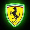 Neon sign featuring a vibrant green horse in a bold, RGB display.