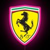 Neon sign featuring vibrant RGB colors and an equine design in pastel pink tones, highlighting themes of freedom, strength...
