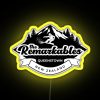 A neon sign featuring The Remarkables mountain range in black, RGB lighting