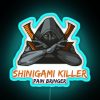 Neon sign featuring a shinigami-inspired design with RGB lights, emitting a blue glow.