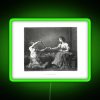 Neon sign reading 'The Skein Winder 1868' in green