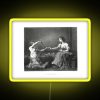 Vintage skein winder advertisement with neon lighting