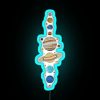 RGB neon sign of planets with moons in the solar system.