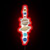 Colorful illustration of the solar system with vibrant moons, rendered in RGB neon sign style.