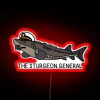 Neon sign with colorful lettering reading "The Sturgeon General
