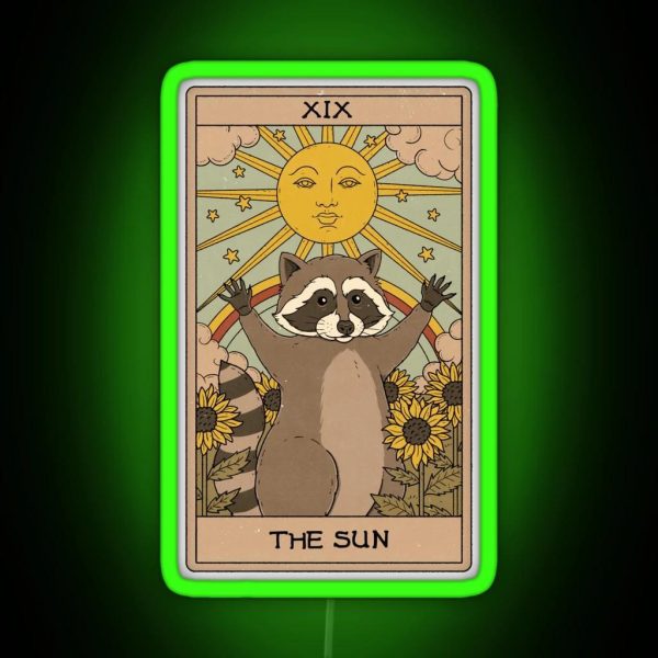 The Sun Raccoons Tarot RGB Neon Sign