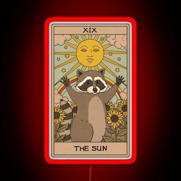 The Sun Raccoons Tarot RGB Neon Sign