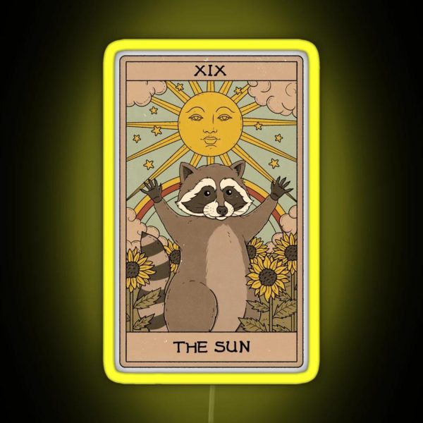 The Sun Raccoons Tarot RGB Neon Sign