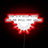 Neon sign with colorful letters reading 'The sun will rise and we will try again'