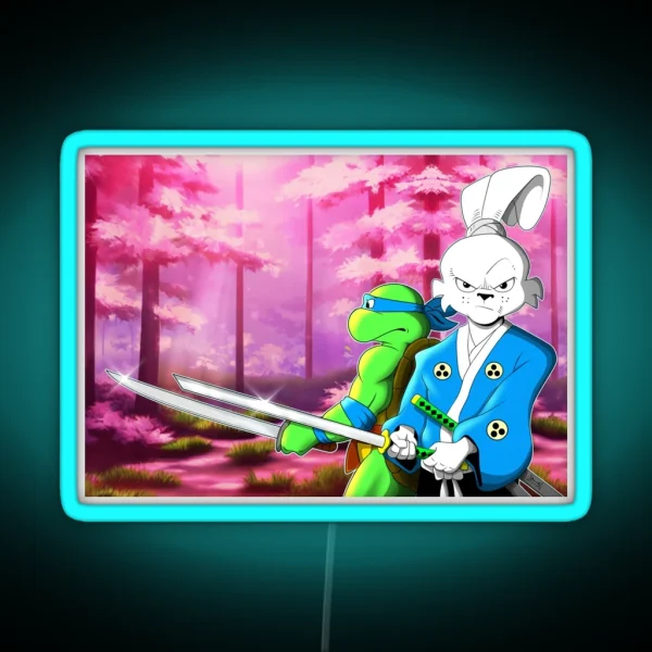 The Swordsmen Usagi Yojimbo TMNT Leonardo RGB Neon Sign