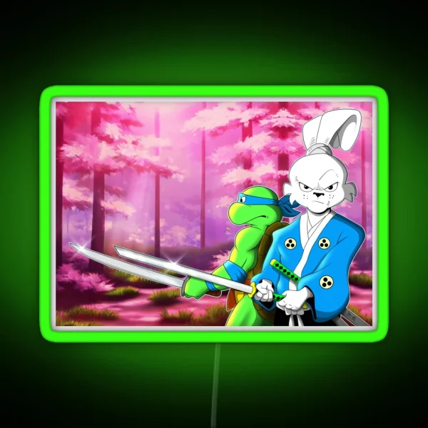 The Swordsmen Usagi Yojimbo TMNT Leonardo RGB Neon Sign