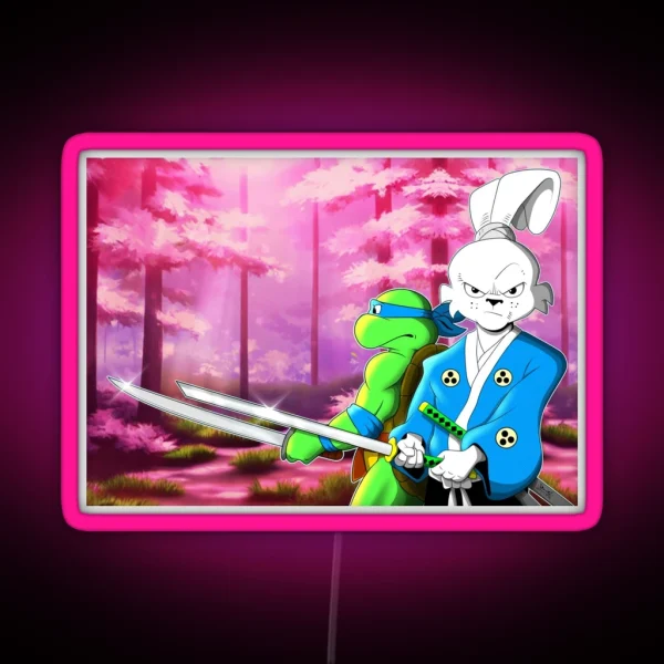 The Swordsmen Usagi Yojimbo TMNT Leonardo RGB Neon Sign