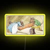 Beatrix Potter's whimsical character, Samuel Whiskers, from 'The Tale of Samuel Whiskers', depicted in a colorful RGB neon...