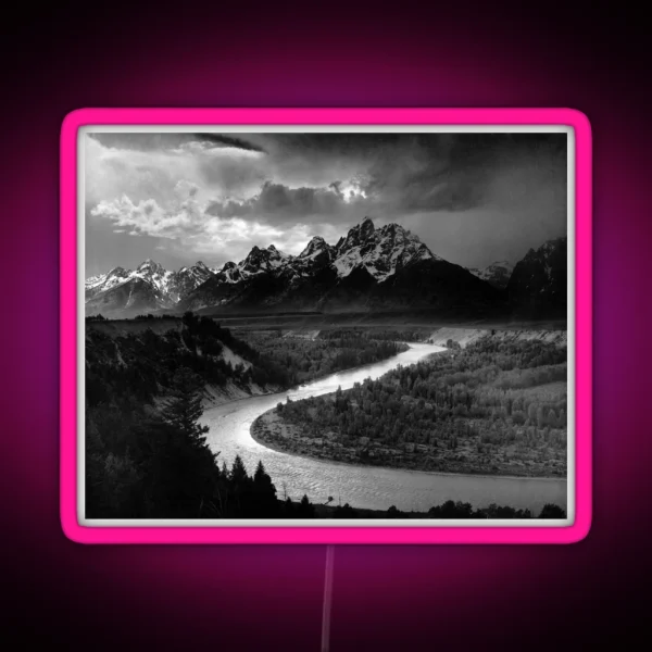 The Tetons And The Snake River Ansel Adams 1942 RGB Neon Sign