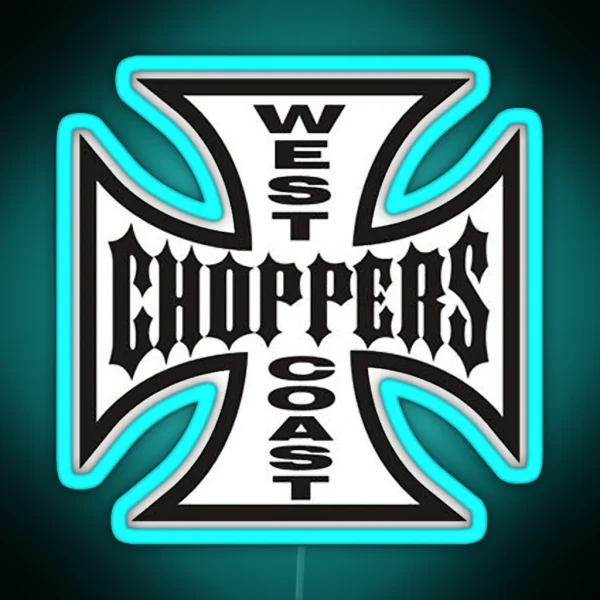 The West Choppers Coast Motorcycles Factory Merch RGB Neon Sign