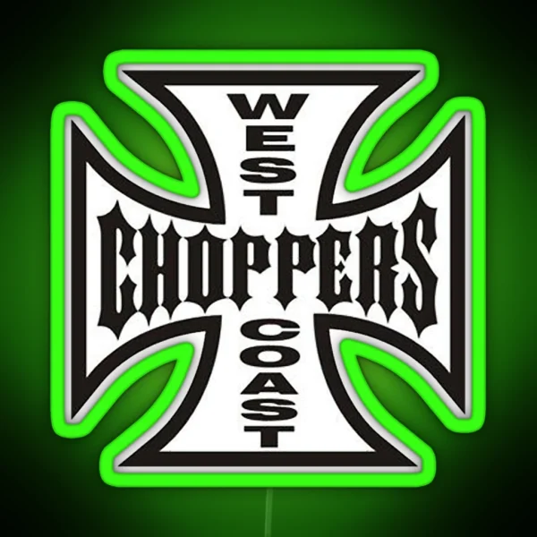 The West Choppers Coast Motorcycles Factory Merch RGB Neon Sign