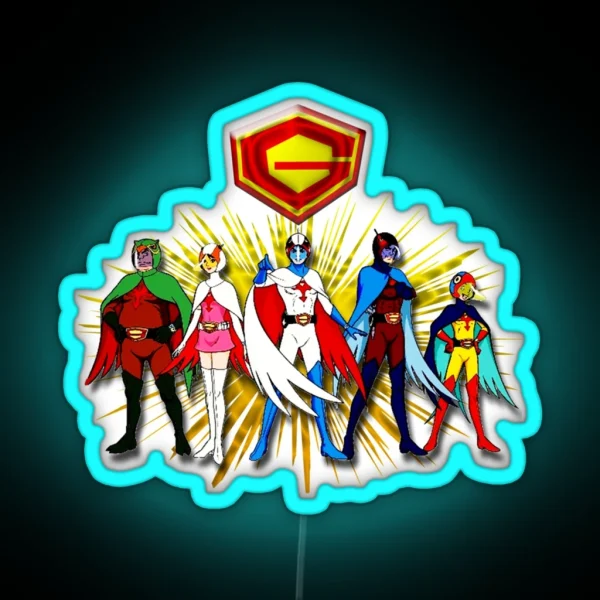 The Whole Battle Of The Planets Gatchaman Team RGB Neon Sign