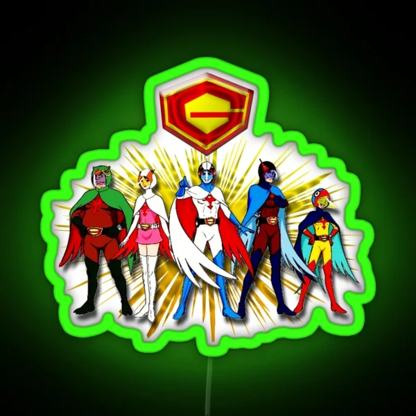 The Whole Battle Of The Planets Gatchaman Team RGB Neon Sign