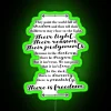 Neon sign with colorful letters spelling out 'There is Freedom'
