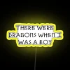 Neon sign featuring a nostalgic depiction of dragons in a retro-futuristic style.