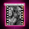 Iconic They Live characters in vibrant neon RGB design, reminiscent of a pink 80s retro aesthetic.
