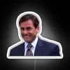 The Dunder Mifflin logo, a bright RGB neon sign with an X marked through it, as seen in The Office TV show.