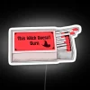 Neon matchbox sign reading 'This Witch Doesn't Burn'