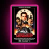Neon pink threat level sign with midnight logo in classic RGB style.