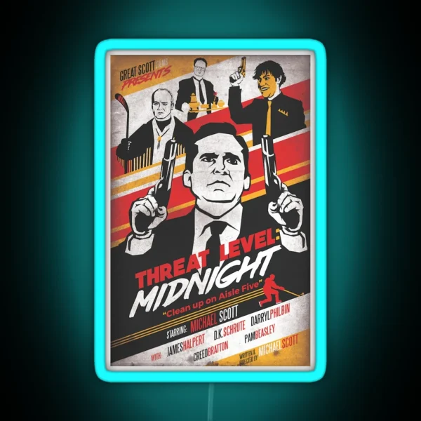 Threat Level Midnight Clean Up On Aisle Five RGB Neon Sign
