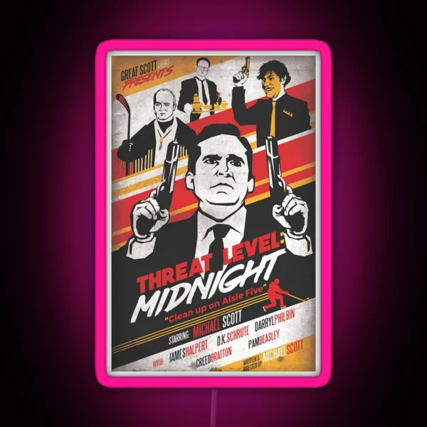 Threat Level Midnight Clean Up On Aisle Five RGB Neon Sign
