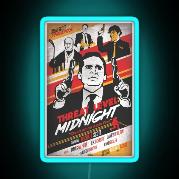 Threat Level Midnight Clean Up On Aisle Five RGB Neon Sign