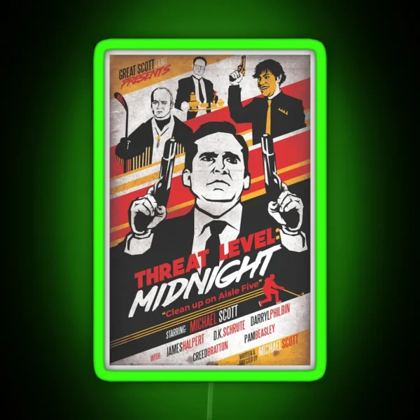 Threat Level Midnight Clean Up On Aisle Five RGB Neon Sign