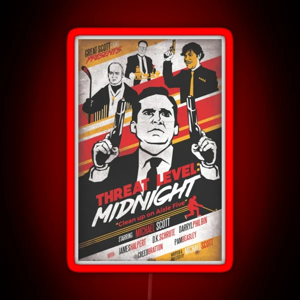 Threat Level Midnight Clean Up On Aisle Five RGB Neon Sign