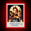Neon midnight threat level sign with glowing red digits