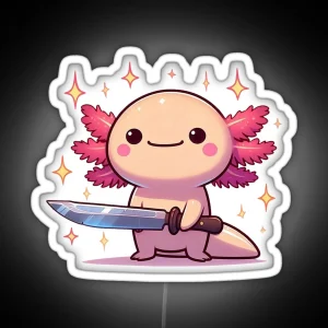Threatening Stabby Axolotl Aura With A Knife RGB Neon Sign
