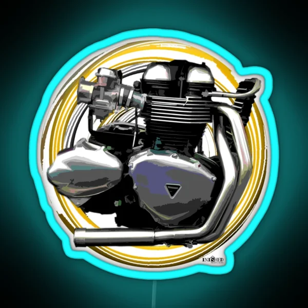 Thruxton Motorcycle Engine Inspired Art RGB Neon Sign