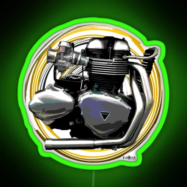 Thruxton Motorcycle Engine Inspired Art RGB Neon Sign