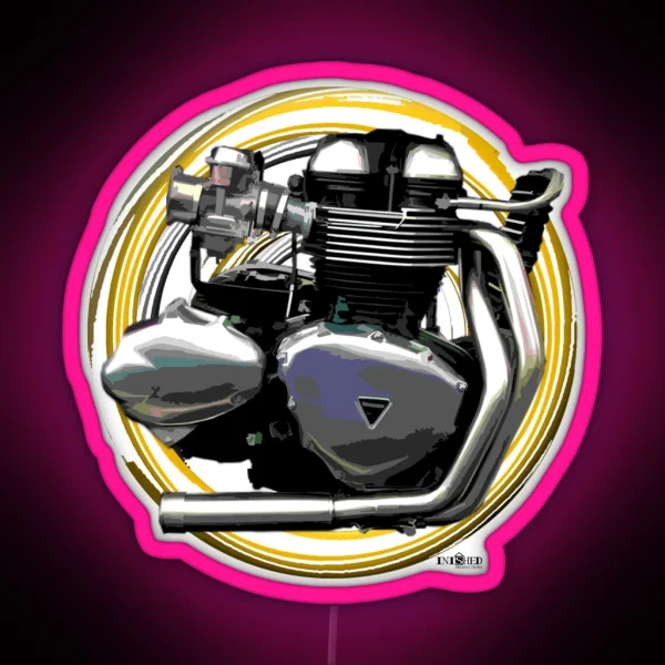 Thruxton Motorcycle Engine Inspired Art RGB Neon Sign