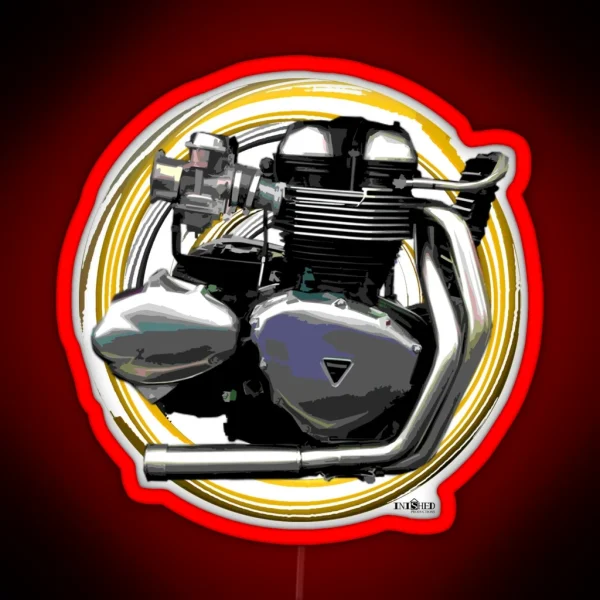 Thruxton Motorcycle Engine Inspired Art RGB Neon Sign
