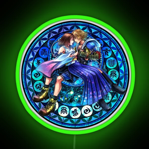 Tidus And Yuna Stained Glass Final Fantasy RGB Neon Sign