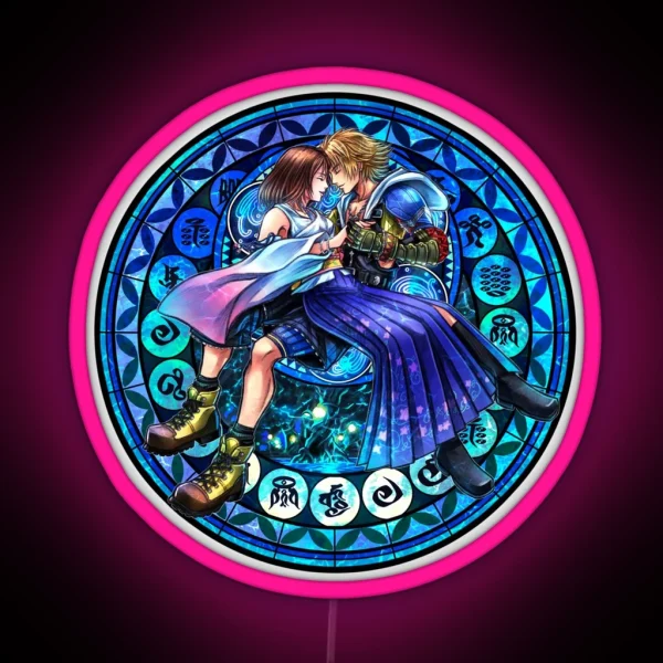 Tidus And Yuna Stained Glass Final Fantasy RGB Neon Sign